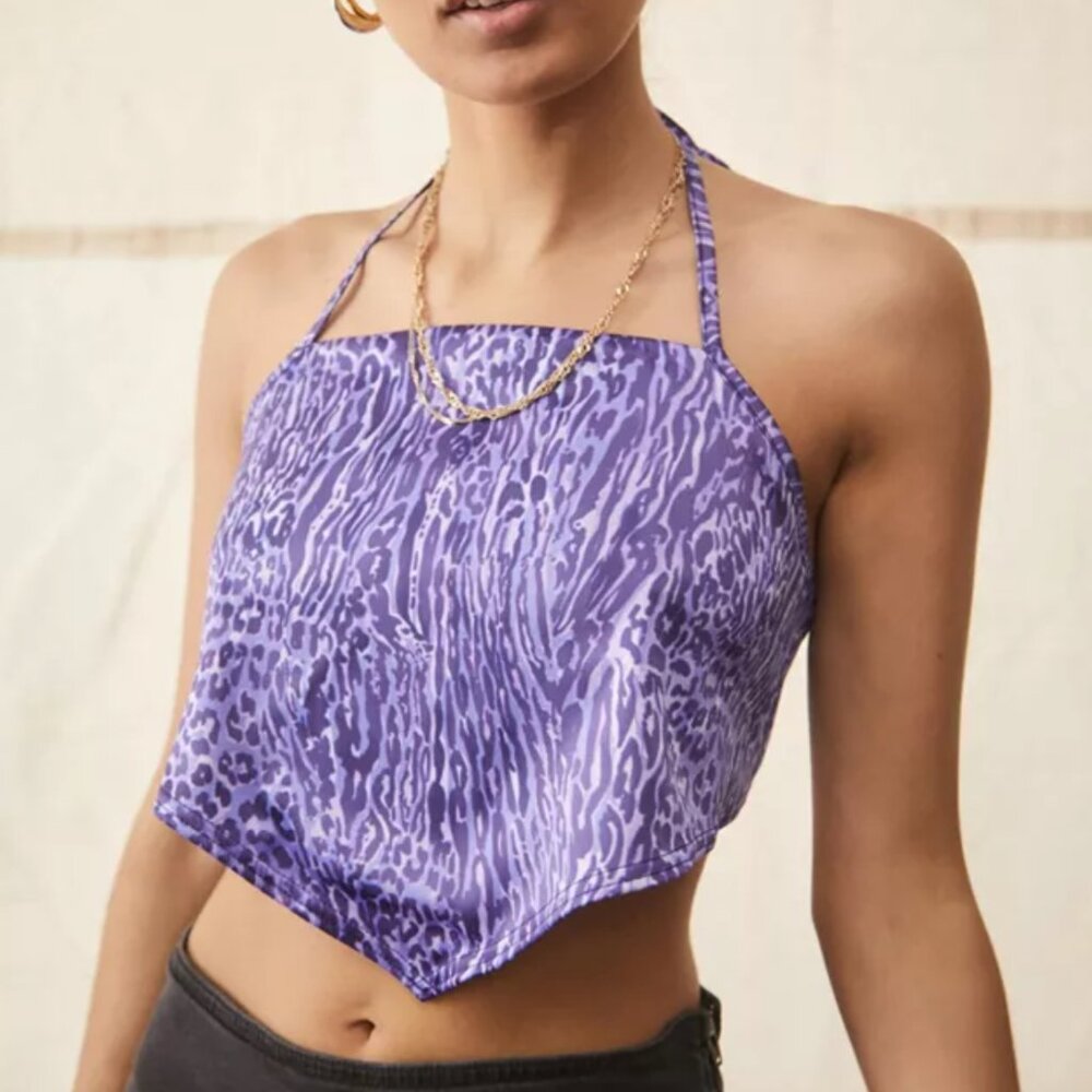 UO Leopard Satin Halter Top
